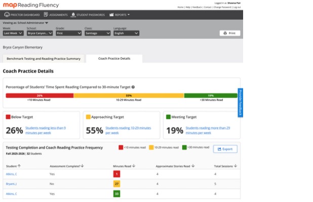 Nwea News Coach Enhancements Map Reading Fluency With Coach Benchmark