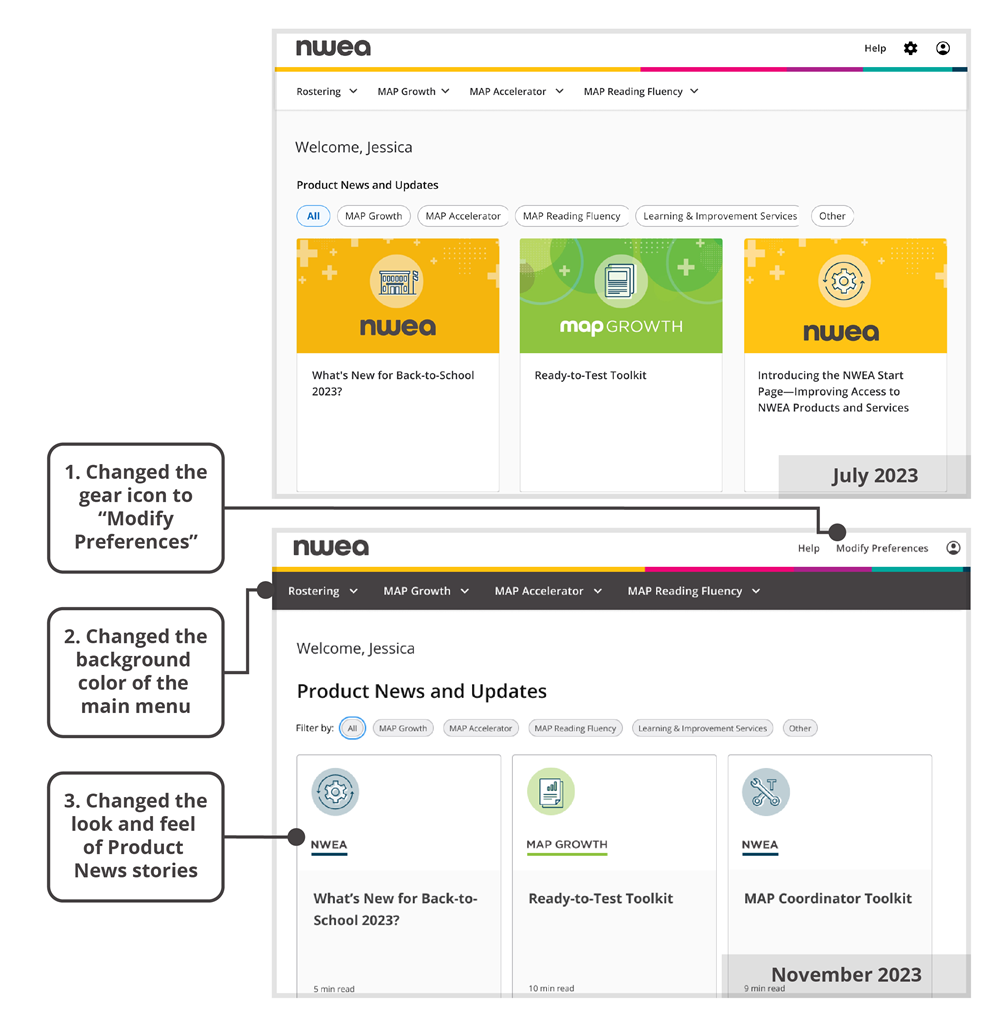 NWEA News.Start page enhancements November 2023