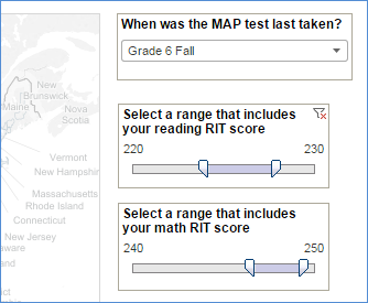 Screenshot of filters on the college explorer tool