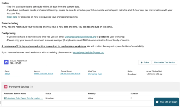 How to schedule Professional Learning services