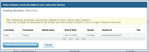 Cannot be added to a test session