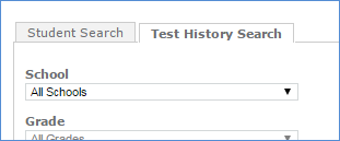 Screenshot of Test History Search tab
