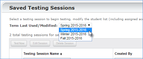 Screenshot of proctor selecting a term