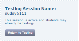Screenshot of Return to Testing button